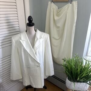 JP Fall Skirt Suit Women 24 Cream Beaded Jacket Maxi Skirt Church Wedding Formal